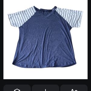 Blue and White Striped Women's Tee. 2xl
